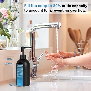 Foaming Hand Soap Dispenser Glass Refillable Foam Pump Bottle for Bathroom Kitchen