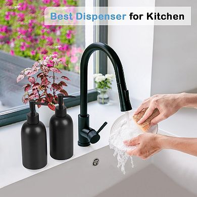 Foaming Hand Soap Dispenser Glass Refillable Foam Pump Bottle for Bathroom Kitchen