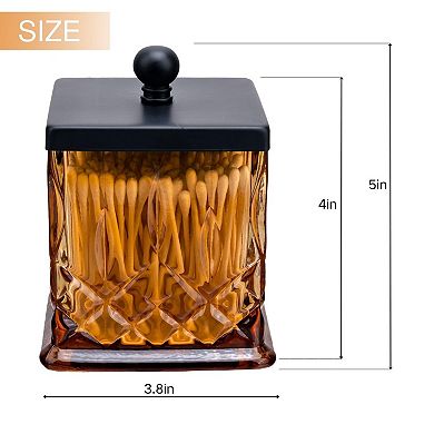 Qtip Holder Glass Jars With Lids 15oz Bathroom Organization Cotton Rounds Storage Thick