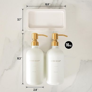 Soap Dispenser Set Glass with Stainless Steel Pump Modern Kitchen Counter Decor