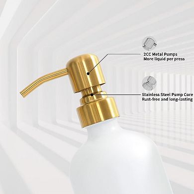Soap Dispenser Set Glass with Stainless Steel Pump Modern Kitchen Counter Decor