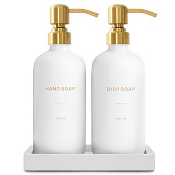 Soap Dispenser Set Glass with Stainless Steel Pump Modern Kitchen Counter Decor