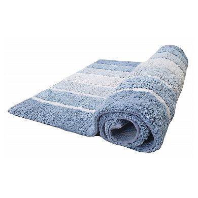 Stripe Cotton Bath Mat21x32 17x24 Soft Absorbent Anti-Skid Machine Washable Set of 2