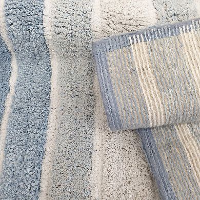 Stripe Cotton Bath Mat21x32 17x24 Soft Absorbent Anti-Skid Machine Washable Set of 2