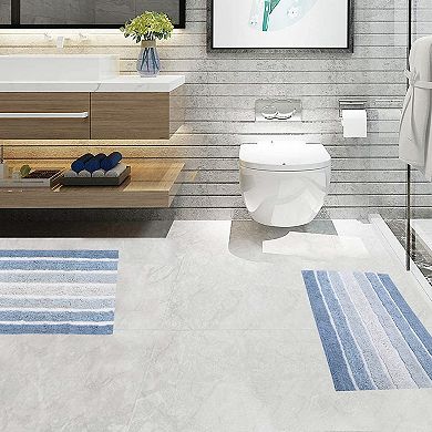 Stripe Cotton Bath Mat21x32 17x24 Soft Absorbent Anti-Skid Machine Washable Set of 2