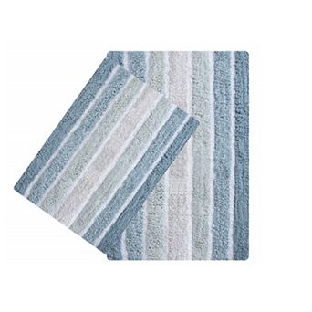 Stripe Cotton Bath Mat21x32 17x24 Soft Absorbent Anti-Skid Machine Washable Set of 2