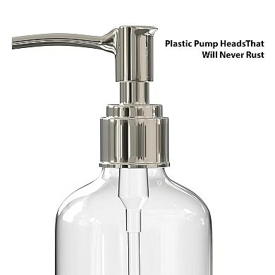 Refillable Clear Plastic Pump Bottles 16oz 3 Pack for Soap Lotion Shampoo Kitchen Bath