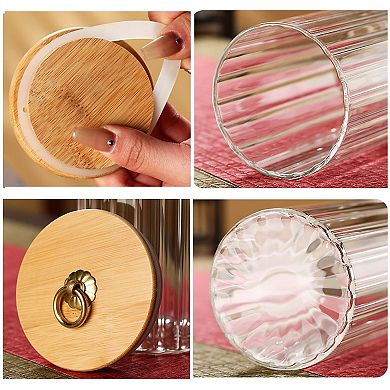 Glass Storage Jars Set of 5 Airtight Lid Metal Ring Coffee Bar Kitchen Candy Cookie Pasta Nuts