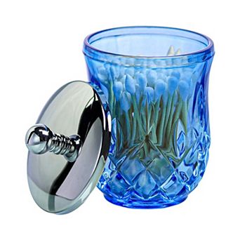 Glass Qtip Holder 10 Oz Thick Glass Jar Matte Lid Bathroom Organizer Cotton Ball Storage