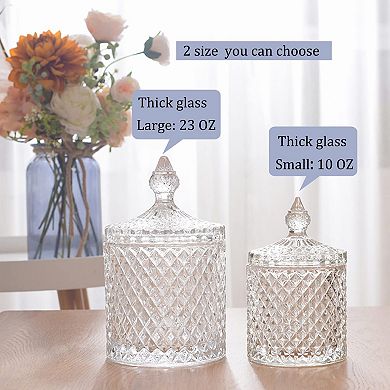 Qtip Holder Glass Jars With Lid Bathroom Organizer 2 Pack Large Clear Cotton Swab Storage Vanity
