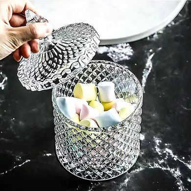 Qtip Holder Glass Jars With Lid Bathroom Organizer 2 Pack Large Clear Cotton Swab Storage Vanity