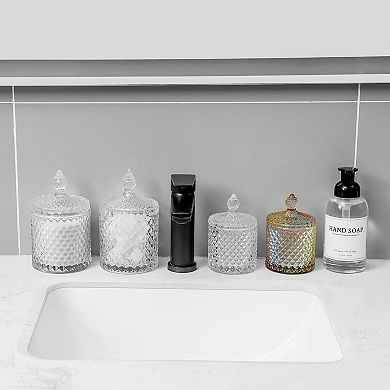 Qtip Holder Glass Jars With Lid Bathroom Organizer 2 Pack Large Clear Cotton Swab Storage Vanity