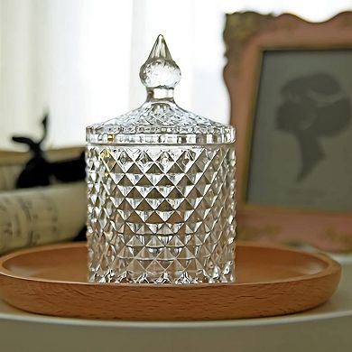Qtip Holder Glass Jars With Lid Bathroom Organizer 2 Pack Large Clear Cotton Swab Storage Vanity