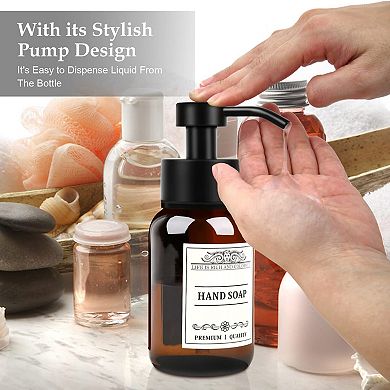 Glass Soap Dispenser 2 Pack Wall Mount Shampoo Conditioner Pump Holder Waterproof Labels Kitchen