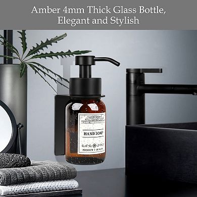Glass Soap Dispenser 2 Pack Wall Mount Shampoo Conditioner Pump Holder Waterproof Labels Kitchen