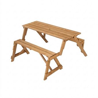 2-in-1 Transforming Interchangeable Wooden Picnic Table Set