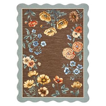 Fashionwu Floral Scalloped Rug For Home Decor Modern Washable Non Slip Wavy Edge Carpet