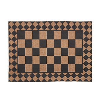 Fashionwu Indoor Outdoor Woven Rug Checkered Geometric Pattern Carpet For Living Room Bedroom