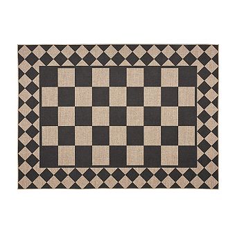 Fashionwu Indoor Outdoor Woven Rug Checkered Geometric Pattern Carpet For Living Room Bedroom