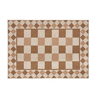 Fashionwu Indoor Outdoor Woven Rug Checkered Geometric Pattern Carpet For Living Room Bedroom