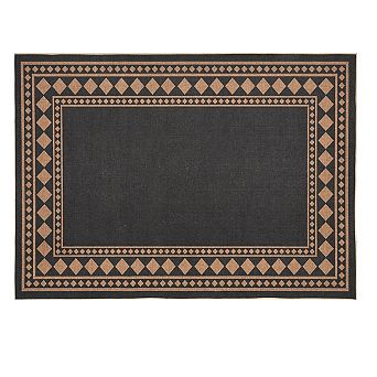 Fashionwu Indoor Outdoor Woven Rug Washable Geometric Pattern Border Carpet For Living Room Bedroom
