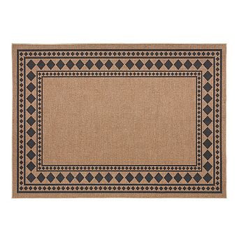 Fashionwu Indoor Outdoor Woven Rug Washable Geometric Pattern Border Carpet For Living Room Bedroom