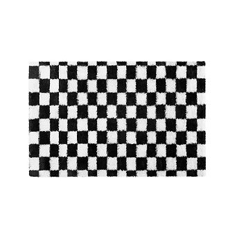 Fashionwu Indoor Soft Plush Rug Modern Checkered Non Slip Plush Floor Mat For Bedroom Apartment