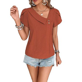 Womens Summer Tops Petal Sleeve Blouses for Women Dressy Casual Square Neck Tunic Shirts