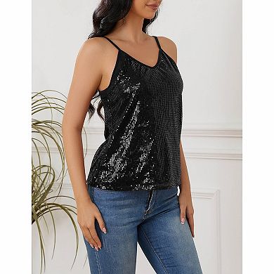 Women's Sequin V‑Neck Party Cami Tank Top