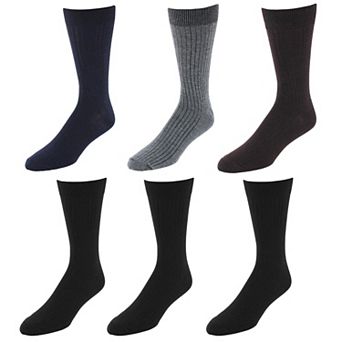 Knocker Men's Handsome Ribbed Comfort Dress Socks (6 Pairs)