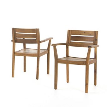 Stamford Dining Chairs Set of 2, Acacia Wood Patio Armchair, For Backyard, Poolside, Garden