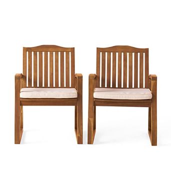Della Wood Kd Armchair Patio Dining Chairs