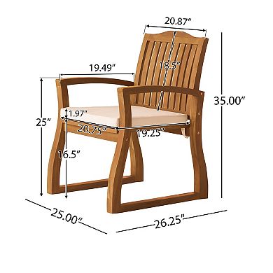 Della Wood Kd Armchair Patio Dining Chairs