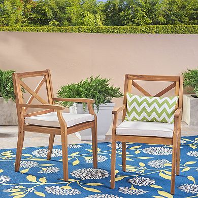 Perla Dining Chair, 2pcs With 2 Cushions, For Backyard, Poolside, Garden