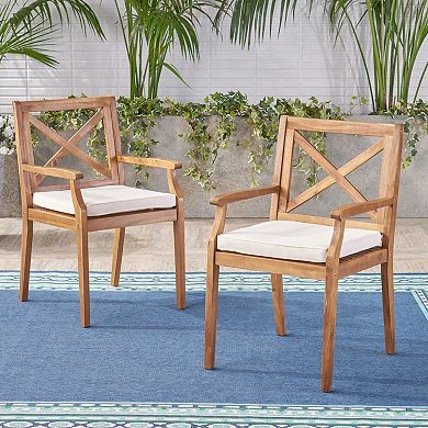 Perla Dining Chair, 2pcs With 2 Cushions, For Backyard, Poolside, Garden