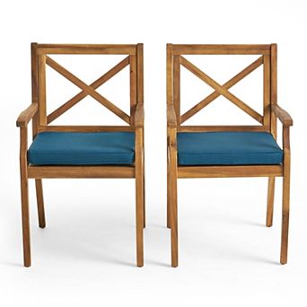 Perla Dining Chair, 2 pc With 2 Cushions, For Backyard, Poolside, Garden