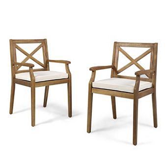 Perla Dining Chair, 2 pc With 2 Cushions, For Backyard, Poolside, Garden