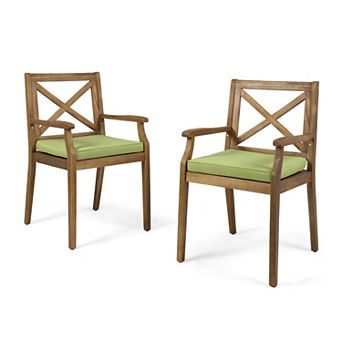 Perla Dining Chair, 2 pc With 2 Cushions, For Backyard, Poolside, Garden