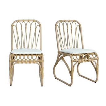 Outdoor Pe Wicker Dining Chairs With Washable Cushion Set of 2, Outdoor Rattan Chairs For Backyard