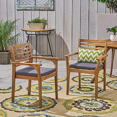 Emerson Dining Chair, Set of 2 Acacia Wood Armchairs