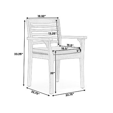 Emerson Dining Chair, Set of 2 Acacia Wood Armchairs