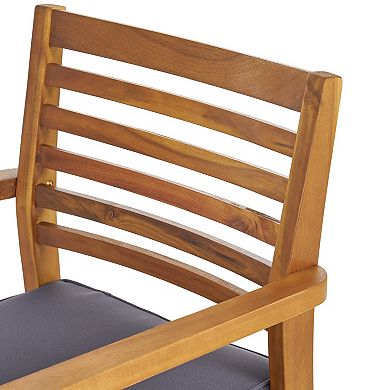 Emerson Dining Chair, Set of 2 Acacia Wood Armchairs