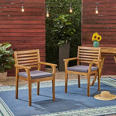 Emerson Dining Chair, Set of 2 Acacia Wood Armchairs