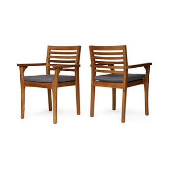 Emerson Dining Chair, Set of 2 Acacia Wood Armchairs
