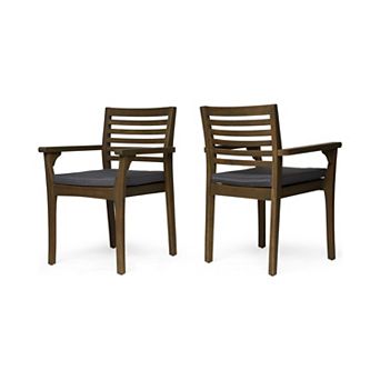 Emerson Dining Chair, Set of 2 Acacia Wood Armchairs