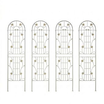 WOW PIONEER Set of 4 Tall Metal Garden Trellises for Climbing Plant Support and Outdoor Decoration