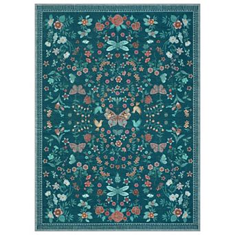 Floral Area Rug Washable Carpet for Living Room Bedroom Dining Room Playroom Office Home Decor