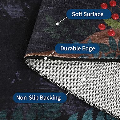 lxt-Machine Washable Area Rug Floral Foldable Carpet for Living Room Playroom