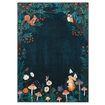 Machine Washable Area Rug Floral Foldable Carpet for Living Room Bedroom Playroom Guest Room Dorm