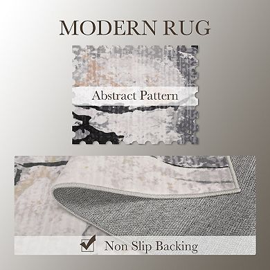 Modern Area Rugs Washable Abstract Carpet, Non-Slip Carpet for Bedroom, Living Room, Office